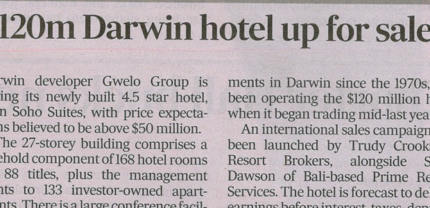 $120 million Darwin Hotel Up For Sale